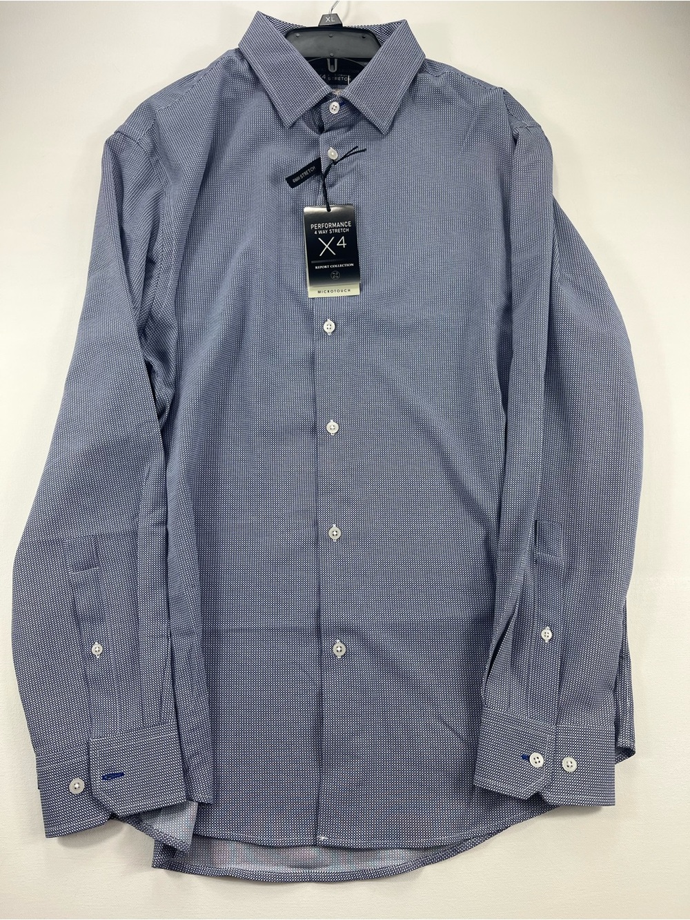 NWT Report Collection X4 Performance Stretch Dress Shirt Men’s XL 17 34/35 Blue